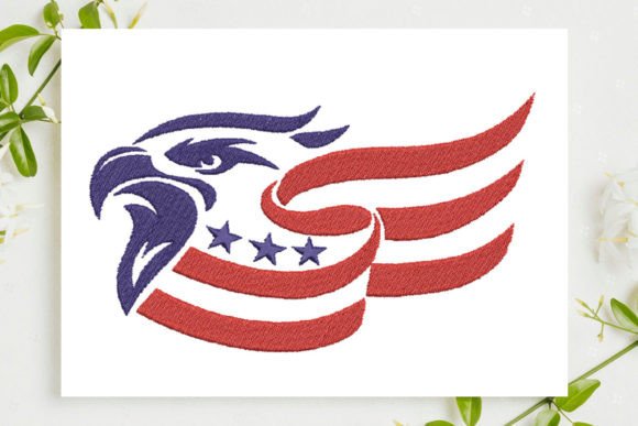 Eagle Head America Flag Embroidery