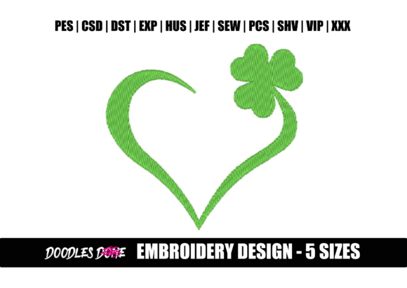 Irish Heart Clover Embroidery Design