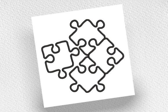 Jigsaw Puzzle Pieces Embroidery Design