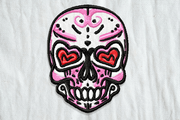 Skull with Heart Eyes: A Bold Holiday Embroidery