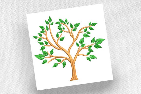 Tree with Green Leaves: A Seasonal Embroidery Gem