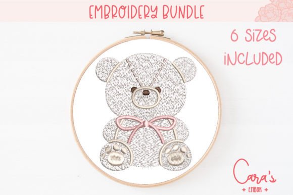 White Cute Bear Embroidery Design
